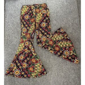 Vintage Bell Bottom Hippie Pant Size 7 Made in the USA Floral Festival